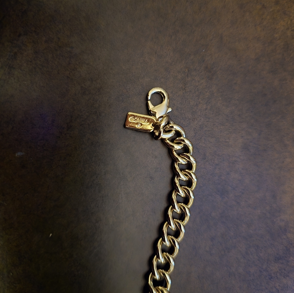 Coach Gold Chain Bracelet with White, Green and Gold Accents - Picture 3 of 3